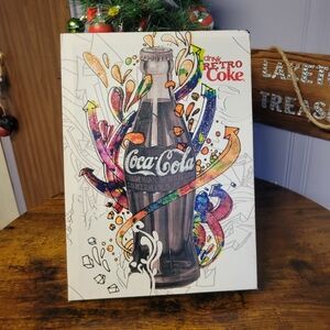 Coca Cola "Drink Retro coke" glitter canvas print-multi colored
